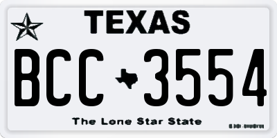 TX license plate BCC3554