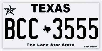 TX license plate BCC3555