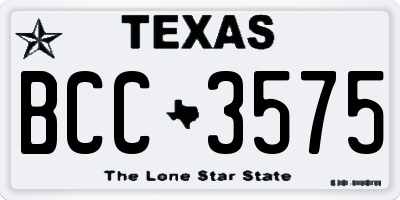 TX license plate BCC3575