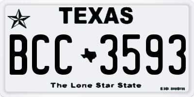 TX license plate BCC3593