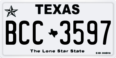 TX license plate BCC3597