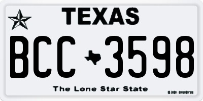 TX license plate BCC3598