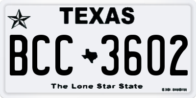 TX license plate BCC3602