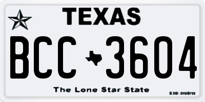 TX license plate BCC3604