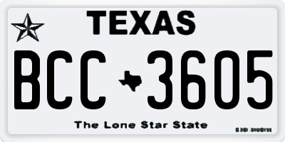 TX license plate BCC3605