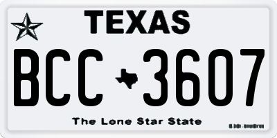 TX license plate BCC3607