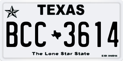 TX license plate BCC3614