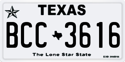 TX license plate BCC3616