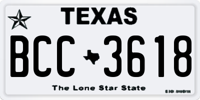 TX license plate BCC3618