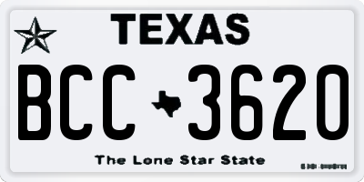 TX license plate BCC3620