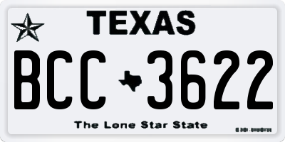 TX license plate BCC3622