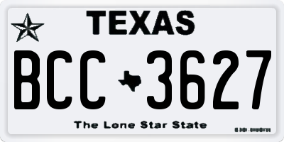 TX license plate BCC3627