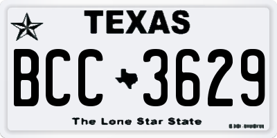 TX license plate BCC3629