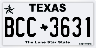 TX license plate BCC3631