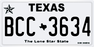 TX license plate BCC3634