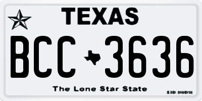 TX license plate BCC3636