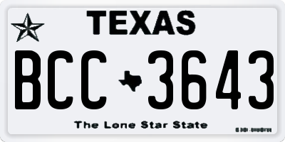 TX license plate BCC3643