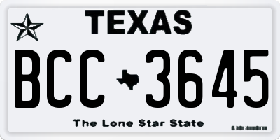 TX license plate BCC3645