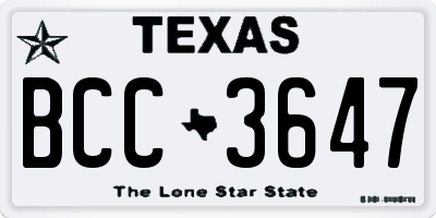TX license plate BCC3647