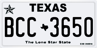 TX license plate BCC3650