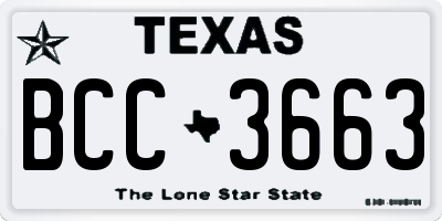 TX license plate BCC3663