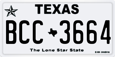 TX license plate BCC3664