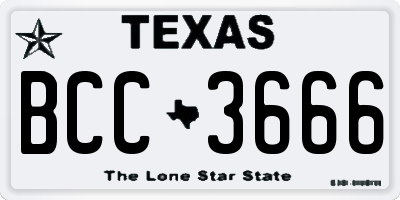 TX license plate BCC3666