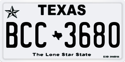 TX license plate BCC3680