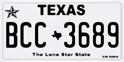 TX license plate BCC3689