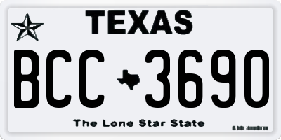 TX license plate BCC3690