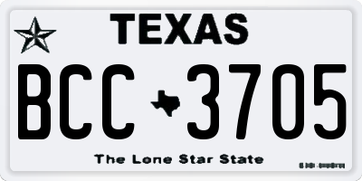 TX license plate BCC3705