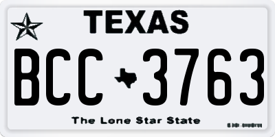 TX license plate BCC3763