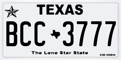 TX license plate BCC3777