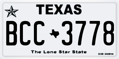 TX license plate BCC3778