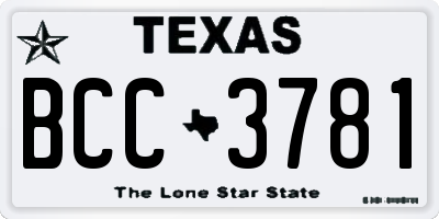 TX license plate BCC3781