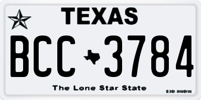 TX license plate BCC3784