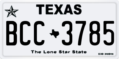 TX license plate BCC3785