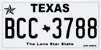 TX license plate BCC3788