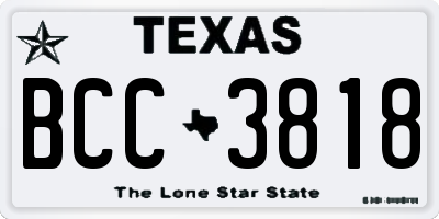 TX license plate BCC3818