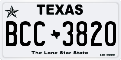 TX license plate BCC3820