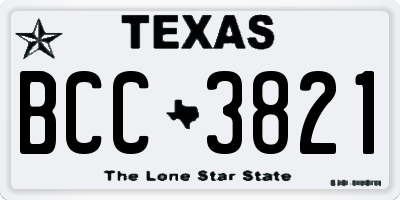 TX license plate BCC3821
