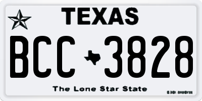 TX license plate BCC3828