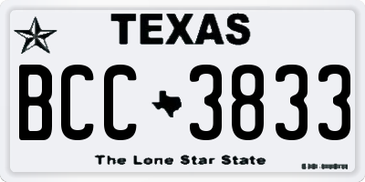 TX license plate BCC3833