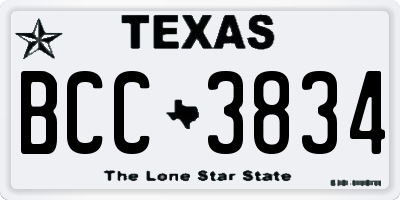 TX license plate BCC3834
