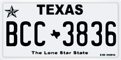 TX license plate BCC3836