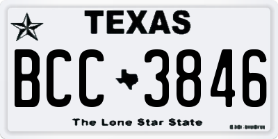 TX license plate BCC3846