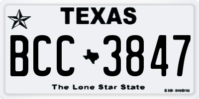 TX license plate BCC3847