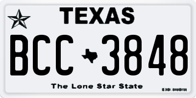 TX license plate BCC3848