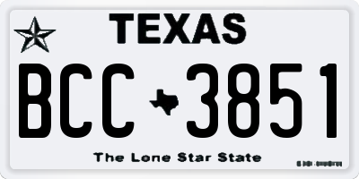 TX license plate BCC3851