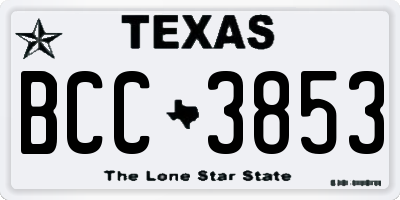 TX license plate BCC3853